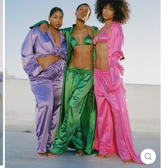 Laina Rauma S pants Purple Lavender pant club bed satin drawstring straight leg - Picture 9 of 9